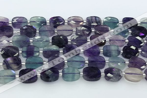 CFL1235 15.5 inches 8*10mm faceted rectangle fluorite beads