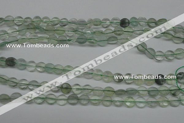 CFL131 15.5 inches 8mm faceted coin green fluorite beads