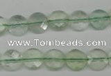 CFL132 15.5 inches 10mm faceted coin green fluorite beads