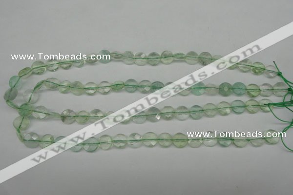 CFL132 15.5 inches 10mm faceted coin green fluorite beads