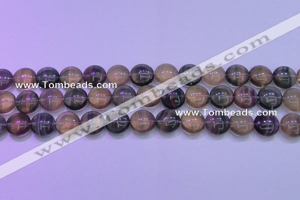 CFL1333 15.5 inches 14mm flat round purple fluorite gemstone beads