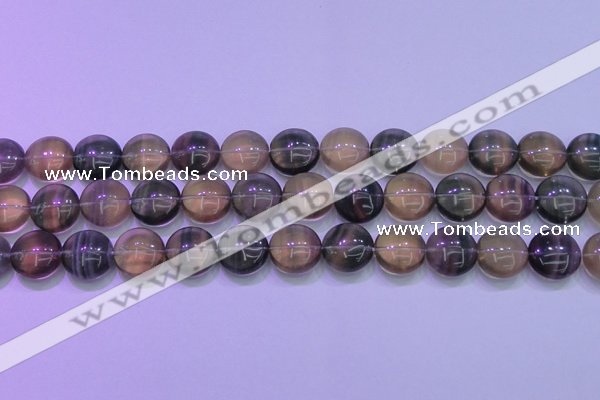 CFL1334 15.5 inches 15mm flat round purple fluorite gemstone beads