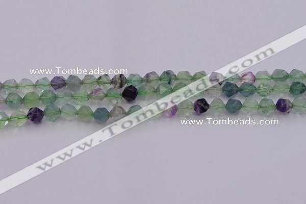 CFL1407 15.5 inches 8mm faceted nuggets fluorite gemstone beads