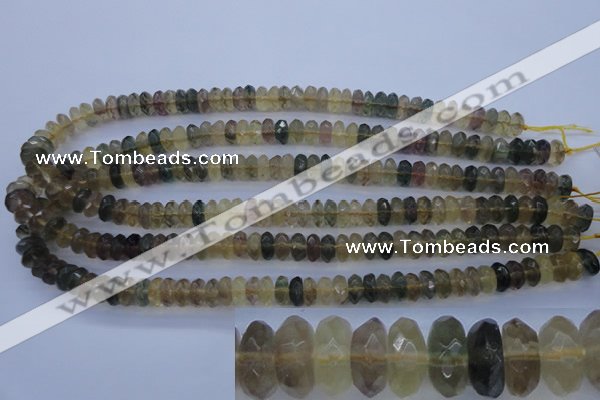 CFL142 15.5 inches 5*10mm faceted rondelle yellow fluorite beads