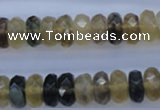 CFL143 15.5 inches 6*12mm faceted rondelle yellow fluorite beads