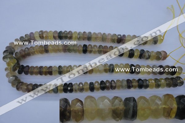 CFL143 15.5 inches 6*12mm faceted rondelle yellow fluorite beads