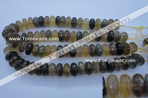 CFL144 15.5 inches 10*20mm faceted rondelle yellow fluorite beads