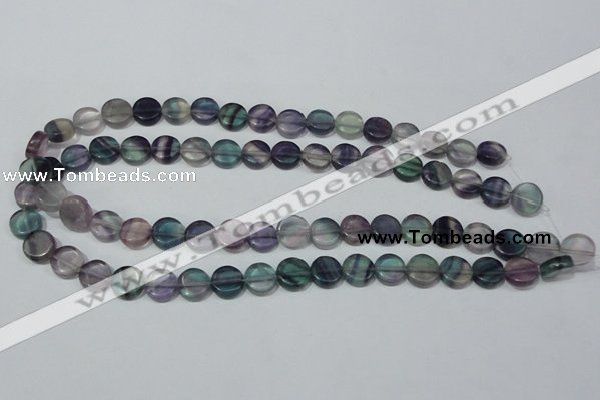 CFL163 15.5 inches 12mm coin natural fluorite beads wholesale