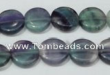 CFL164 15.5 inches 14mm coin natural fluorite beads wholesale