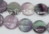 CFL165 15.5 inches 16mm flat round natural fluorite beads wholesale