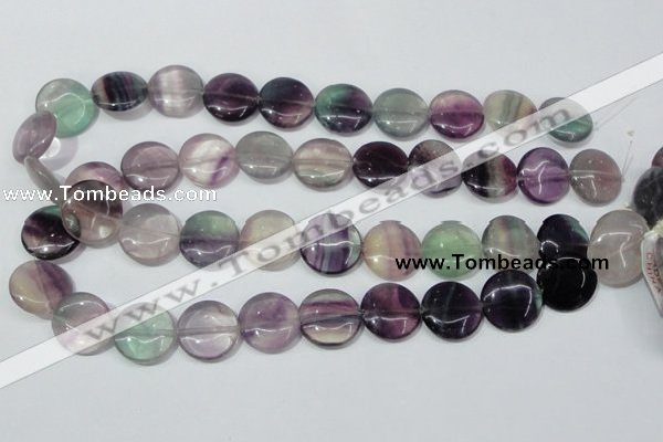 CFL166 15.5 inches 18mm flat round natural fluorite beads wholesale