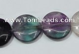 CFL167 15.5 inches 20mm flat round natural fluorite beads wholesale