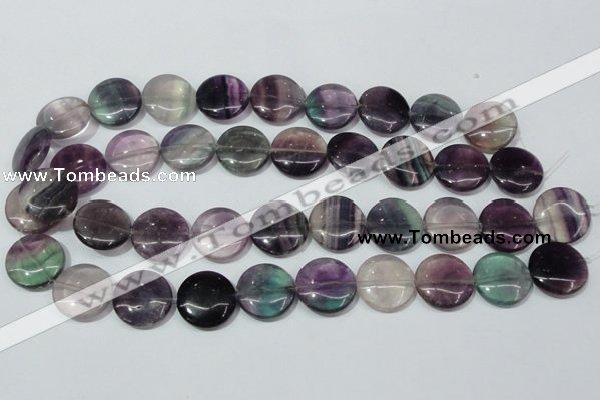 CFL167 15.5 inches 20mm flat round natural fluorite beads wholesale