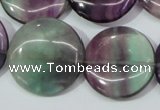 CFL168 15.5 inches 25mm flat round natural fluorite beads wholesale