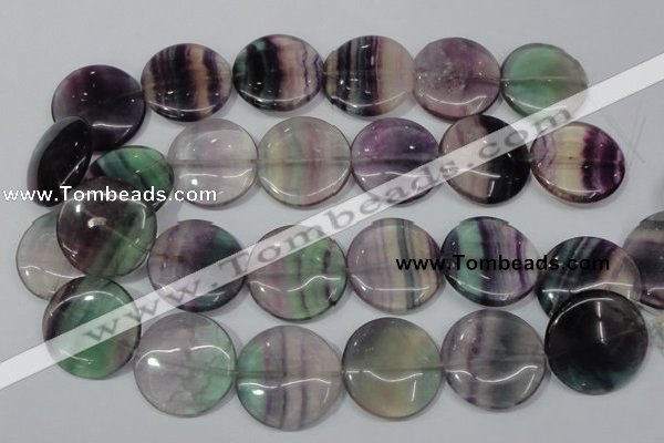 CFL169 15.5 inches 30mm flat round natural fluorite beads wholesale