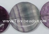 CFL170 15.5 inches 35mm flat round natural fluorite beads wholesale