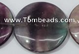 CFL171 15.5 inches 40mm flat round natural fluorite beads wholesale