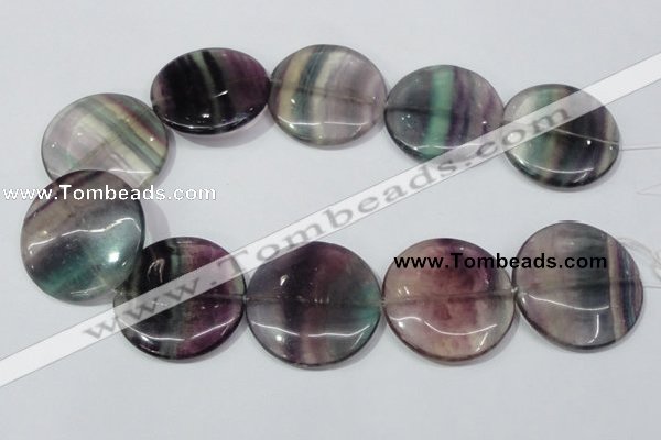 CFL171 15.5 inches 40mm flat round natural fluorite beads wholesale