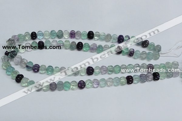 CFL300 15.5 inches 8*10mm carved rondelle natural fluorite beads