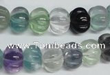 CFL301 15.5 inches 10*14mm carved rondelle natural fluorite beads