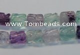 CFL305 15.5 inches 8*10mm carved column natural fluorite beads