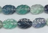 CFL306 15.5 inches 12*16mm carved rice natural fluorite beads