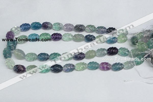 CFL306 15.5 inches 12*16mm carved rice natural fluorite beads