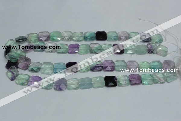 CFL319 15.5 inches 14*14mm faceted square natural fluorite beads