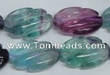 CFL321 15.5 inches 16*24mm carved oval natural fluorite beads