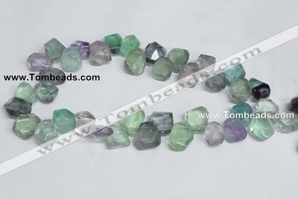 CFL331 15.5 inches 14*18mm faceted nugget natural fluorite beads