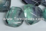 CFL332 15.5 inches 20*24mm faceted nugget natural fluorite beads