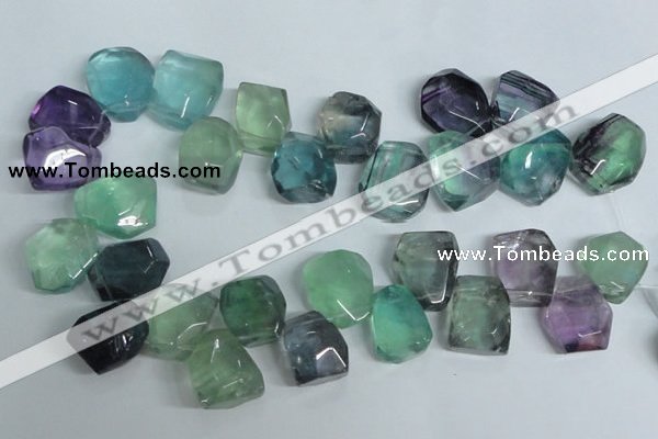 CFL332 15.5 inches 20*24mm faceted nugget natural fluorite beads