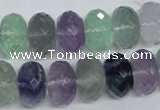 CFL341 15.5 inches 10*14mm faceted rondelle natural fluorite beads