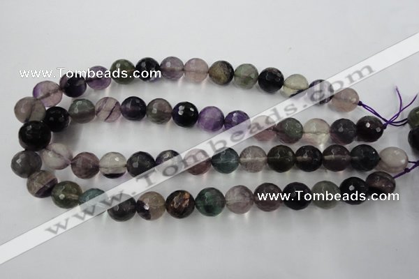 CFL406 15.5 inches 14mm faceted round rainbow fluorite beads