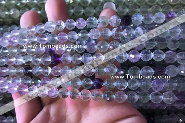 CFL414 15.5 inches 7mm faceted round fluorite gemstone beads