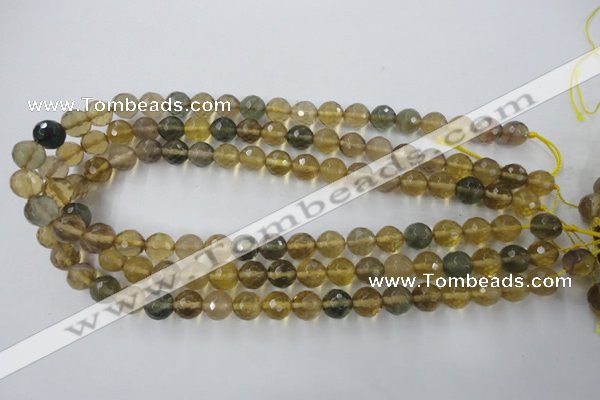 CFL454 15.5 inches 10mm faceted round rainbow fluorite beads