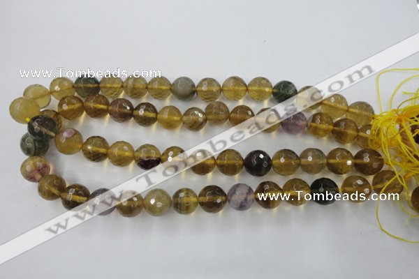 CFL456 15.5 inches 14mm faceted round rainbow fluorite beads