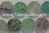 CFL459 15.5 inches 16mm carved round natural fluorite beads