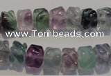 CFL472 15.5 inches 8*10mm carved rondelle natural fluorite beads