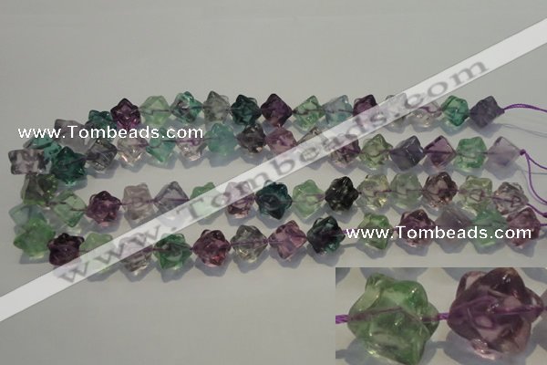 CFL482 15.5 inches 10*10mm carved cube natural fluorite beads