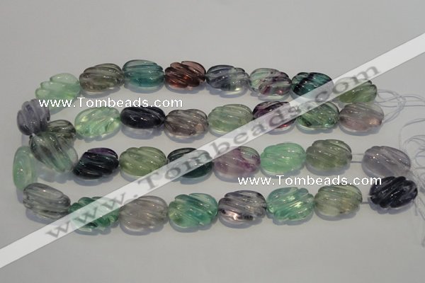 CFL495 15.5 inches 16*24mm carved oval natural fluorite beads