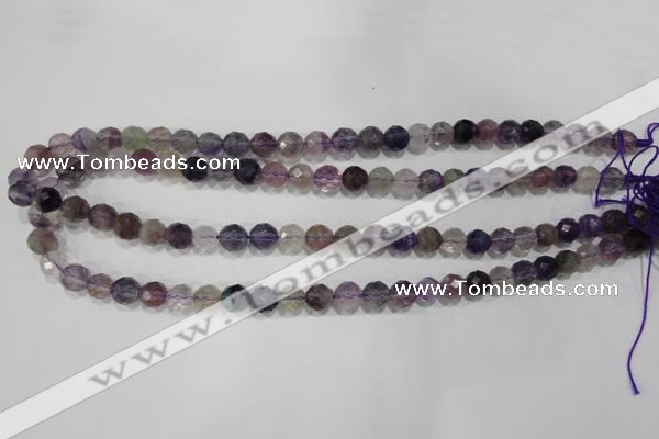 CFL500 15.5 inches 8mm faceted round fluorite beads wholesale