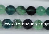 CFL54 15.5 inches 12mm faceted round AB grade natural fluorite beads