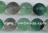 CFL56 15.5 inches 16mm faceted round AB grade natural fluorite beads