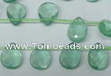 CFL650 Top-drilled 10*14mm faceted briolette green fluorite beads