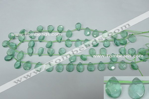 CFL650 Top-drilled 10*14mm faceted briolette green fluorite beads