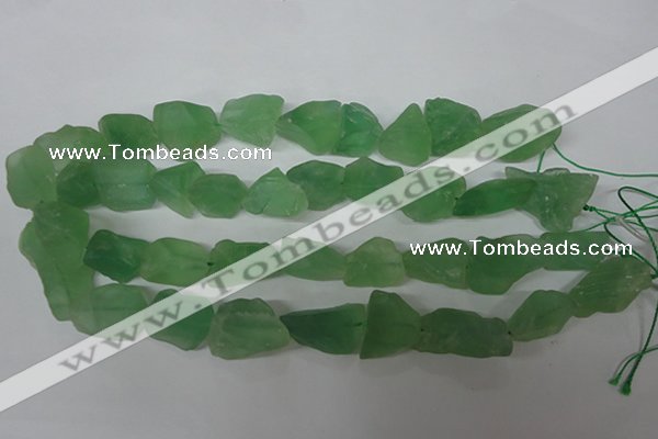 CFL658 15.5 inches 12*18mm - 15*25mm nuggets matte green fluorite beads