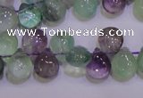 CFL703 Top-drilled 9*11mm teardrop natural fluorite beads wholesale