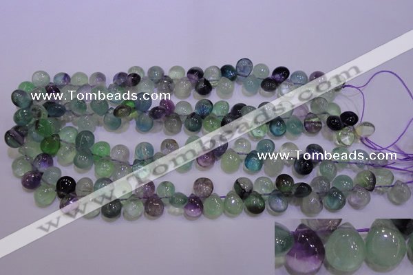 CFL703 Top-drilled 9*11mm teardrop natural fluorite beads wholesale