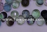 CFL705 Top-drilled 9*11mm faceted briolette natural fluorite beads